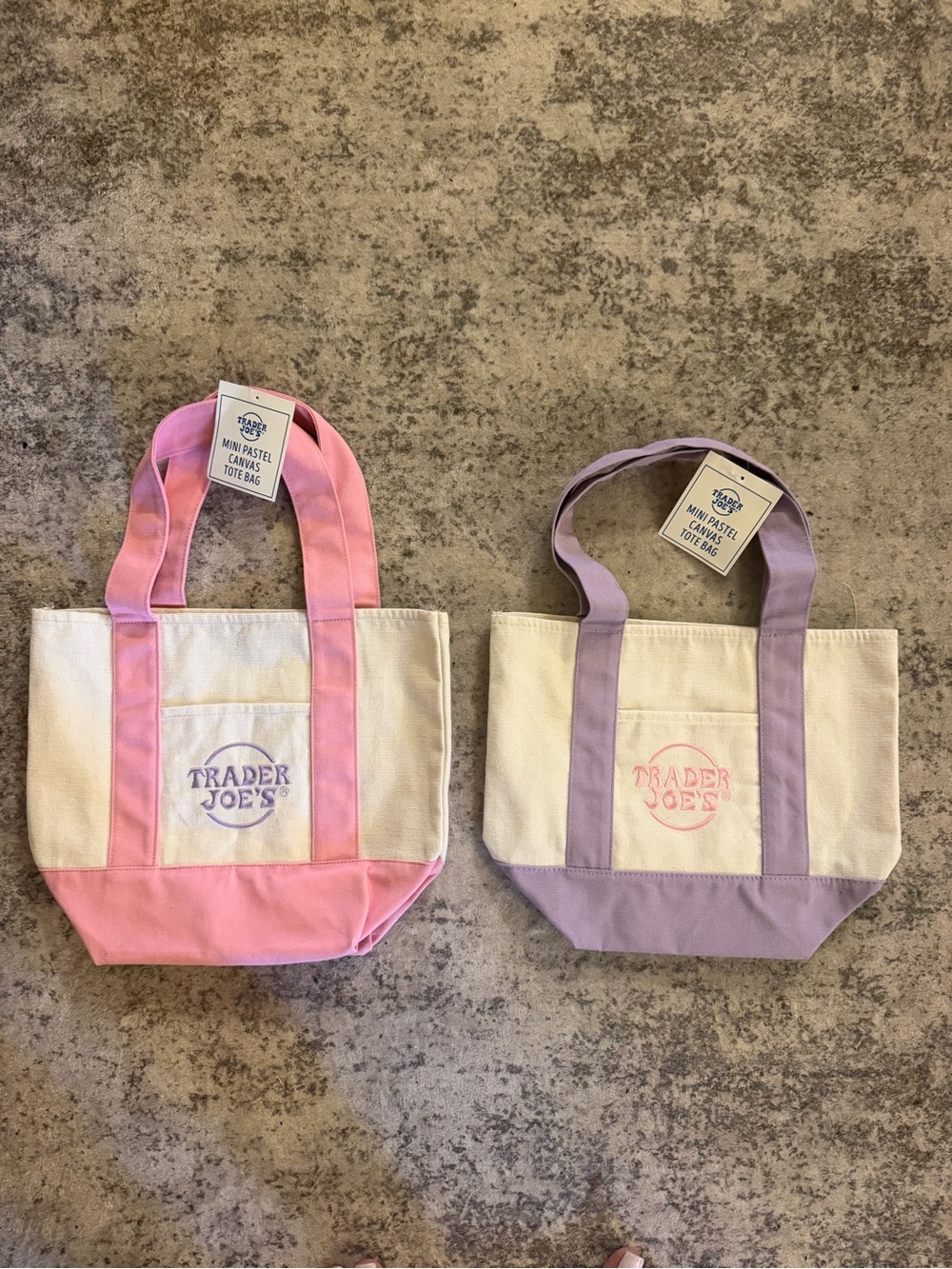 Trader Joe's Mini Canvas Tote - Pink or Lavender Accent